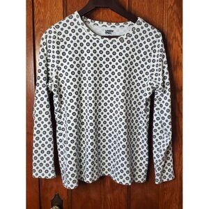 Lands End Womens Long-Sleeve Floral Pattern Top L/P 14-16 Cotton